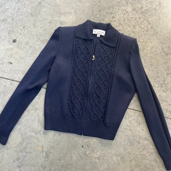 St John Collection // Collared zip front sweater jacket - Picture 1 of 3